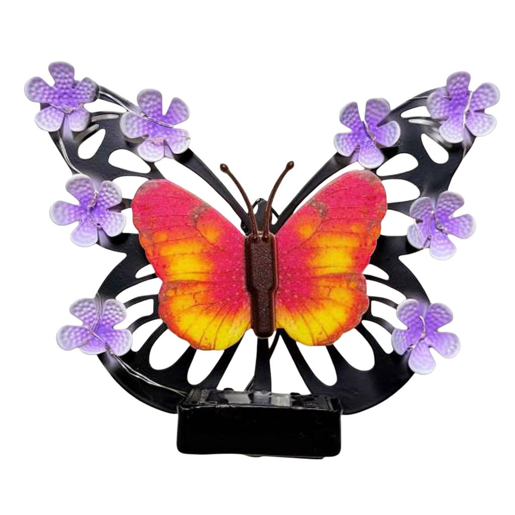 Solar Outdoor Metal Butterfly Wall Lights Rust Proof LED Flower Hanging Sculpture for Patio/Porch/Yard/Garden Decoration