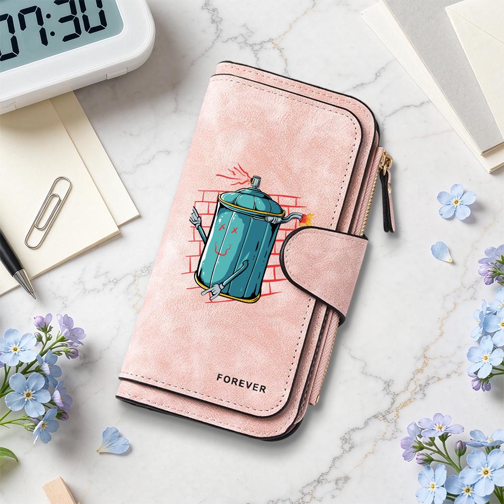 Cute Cartoon Print Long Wallet Multi Slot Fashion Purse For Daily Use