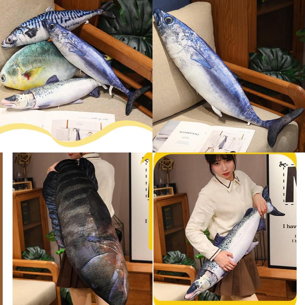 Realistic Novelty Salmon Tuna Plushie Stuffed Toy Funny Office Fish Doll