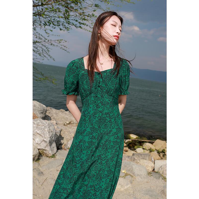 Sancai 2025 Sommer Übergröße Französisches Paisley-Kleid mit Bindegürtel