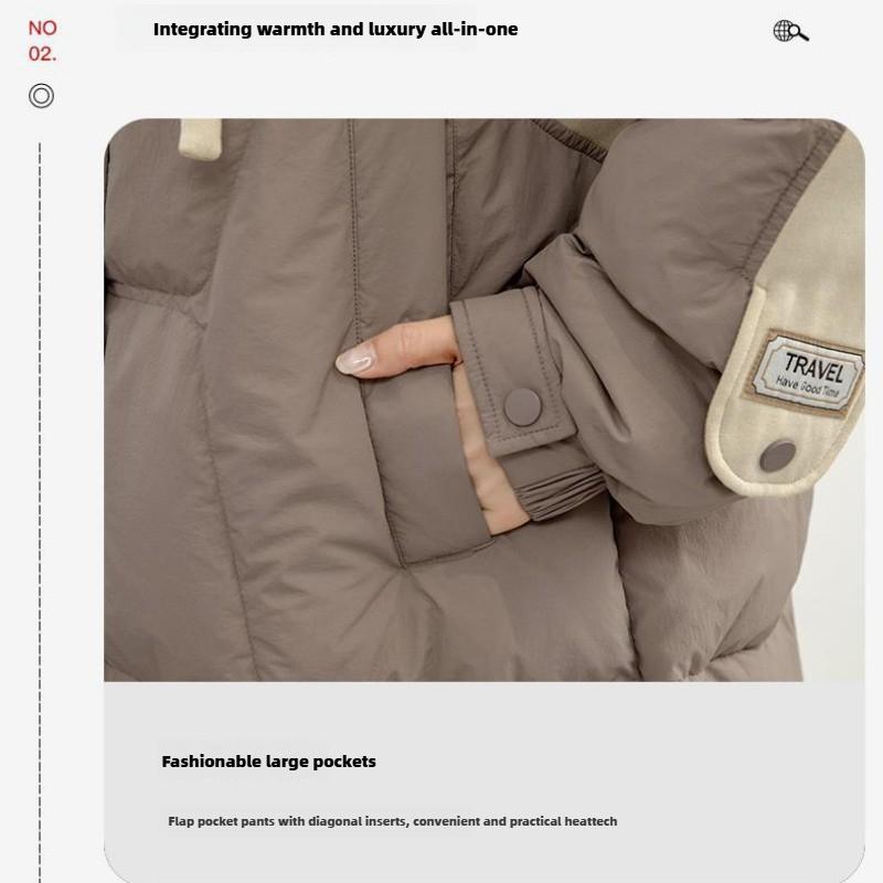 High Quality Down Jacket for Women, Mid-length, Autumn and Winter New Style, Patchwork Fabric, Stand Collar Coat