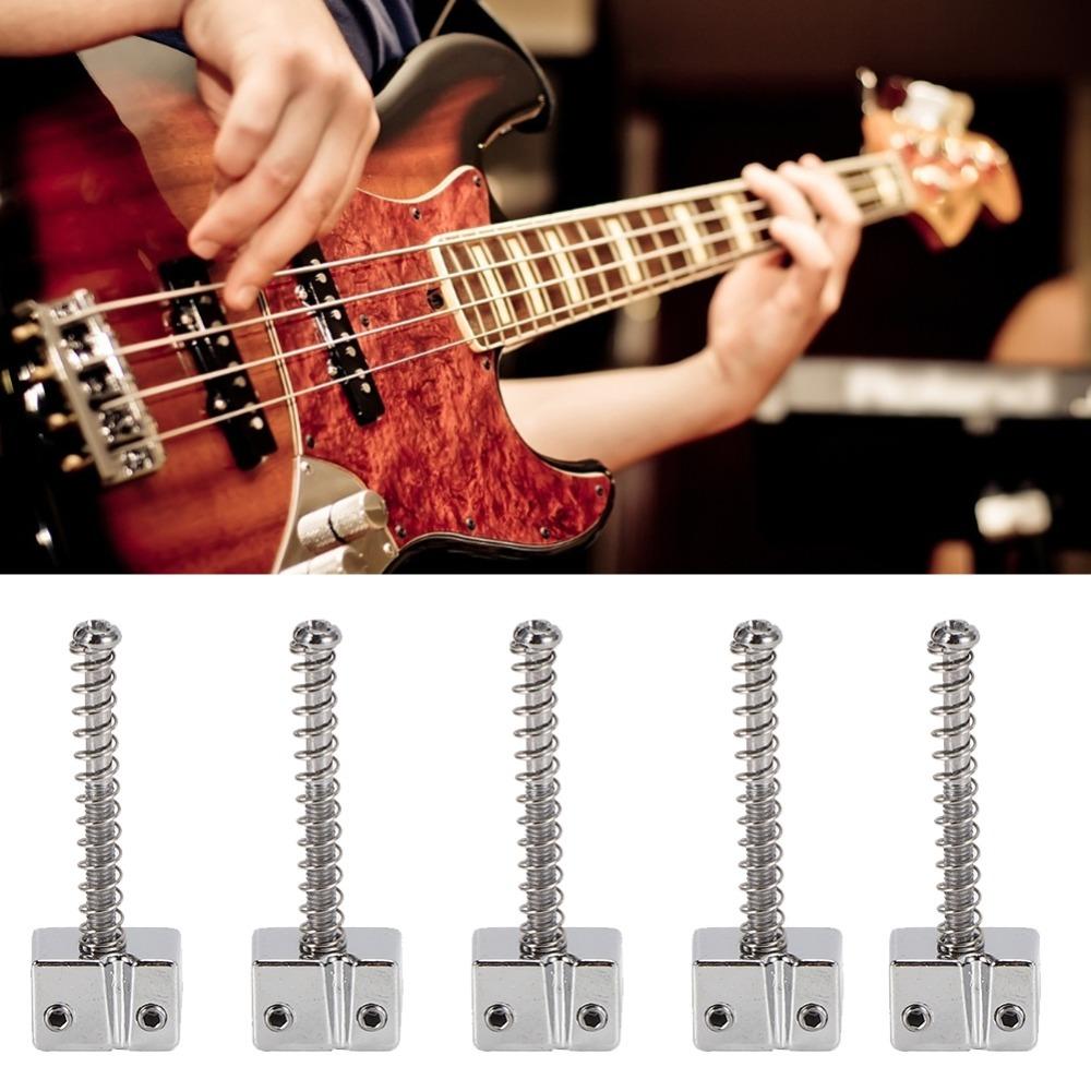 5PCS Spring Screws String Saddles Metal Electric Bass Bridge Saddles  Bass Electric Guitar Kits