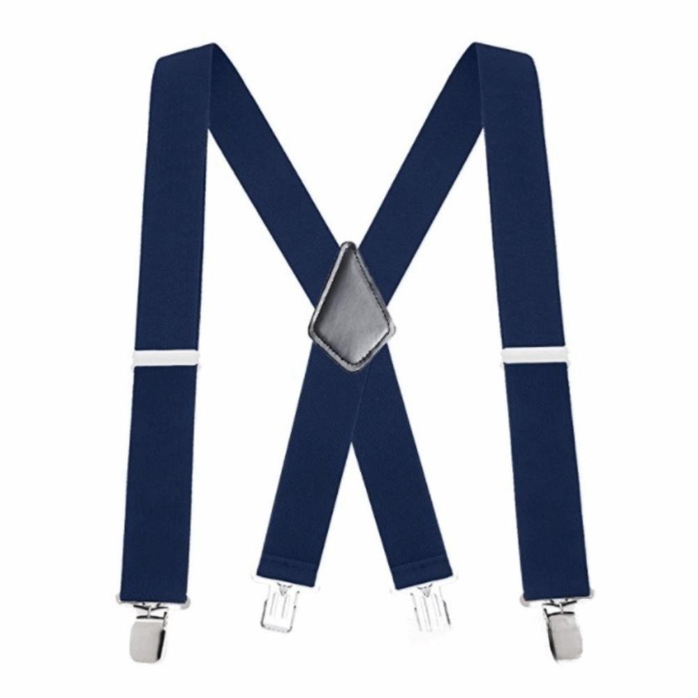 5cm Wide X-Type Suspenders Solid Color Elastic Pants Braces Simple Adjustable Suspenders Business