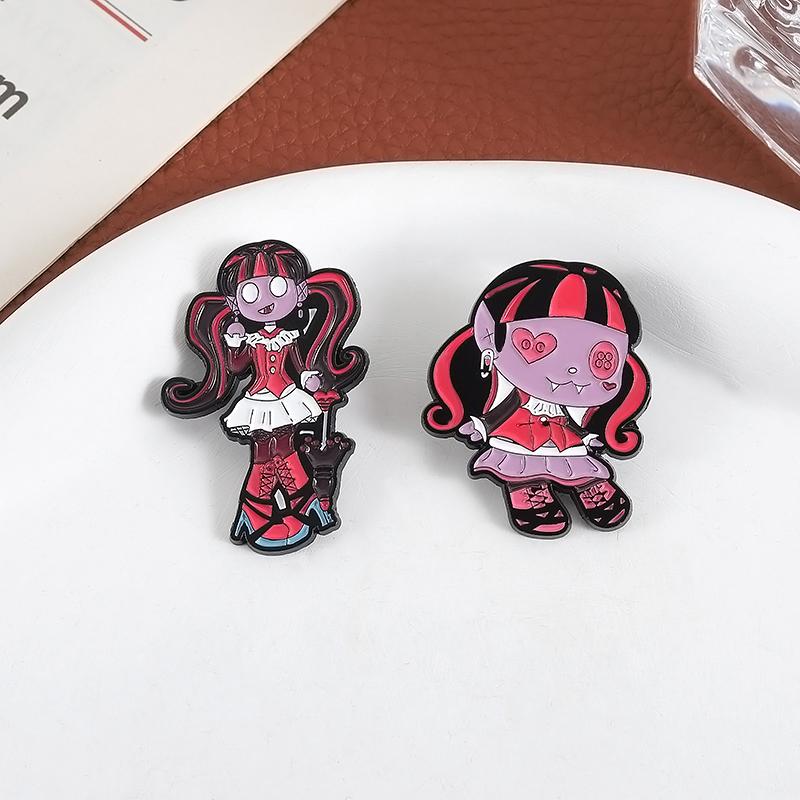 Dark Horror Doll Enamel Pins Custom Magic Girl Brooches Lapel Badges Clothes Gothic Jewelry Gift for Kids Friends