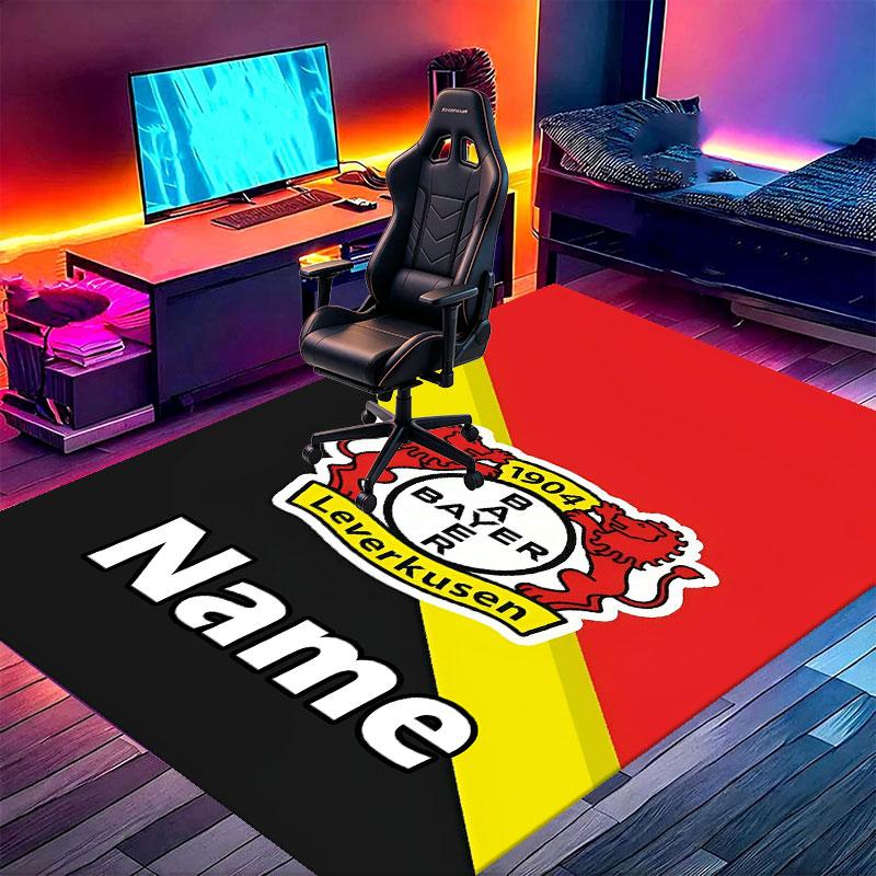Custom Name Personalized Bayer 04 Leverkusen Print Carpet, Versatile Home Decor Rug, for Playroom, Apartment, Balcony, Entryway, Hallway Gift
