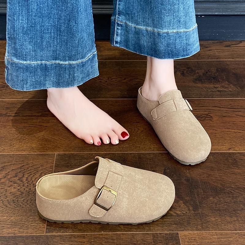 Thick-soled inner height increase, one pedal, baotou, half slippers, women's spring outer wear new single shoes