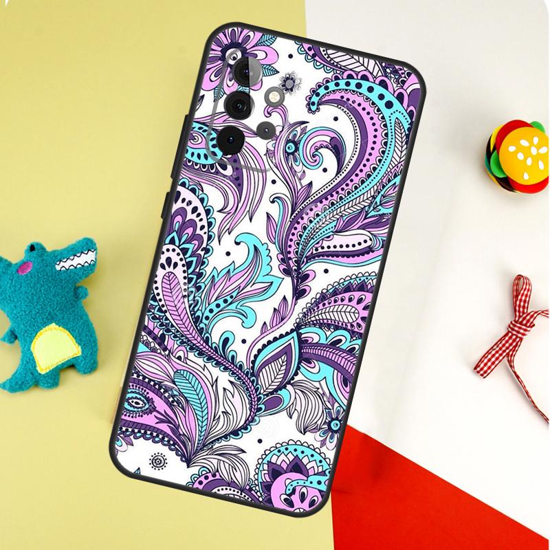 Indian Floral Henna Mandala For Samsung Galaxy A55 A35 A15 A54 A34 A14 A53 A33 A13 A05 A06 A16 A22 A32 A52 Phone Case