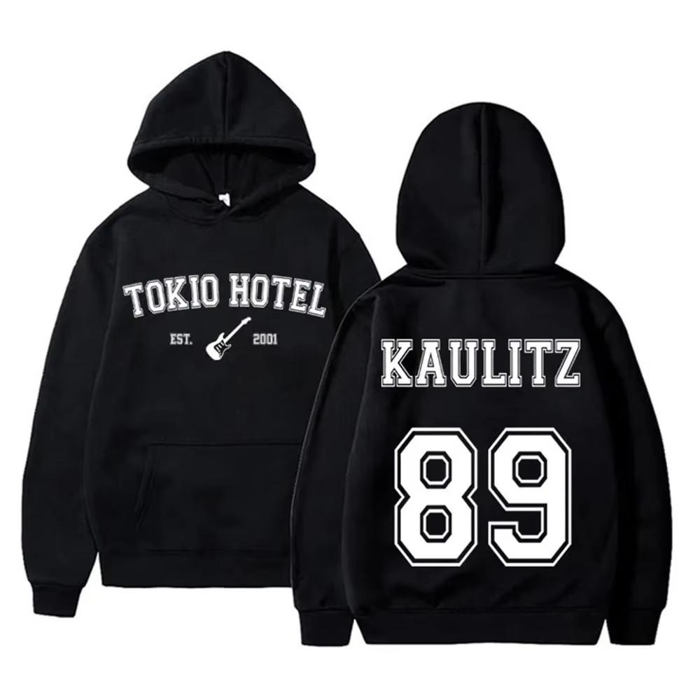 Felpa con stampa sul retro per uomo e donna della band rock tedesca Tokyo Hotel Kaulitz 89 maglia sportiva oversize retrò per uomo e donna Got