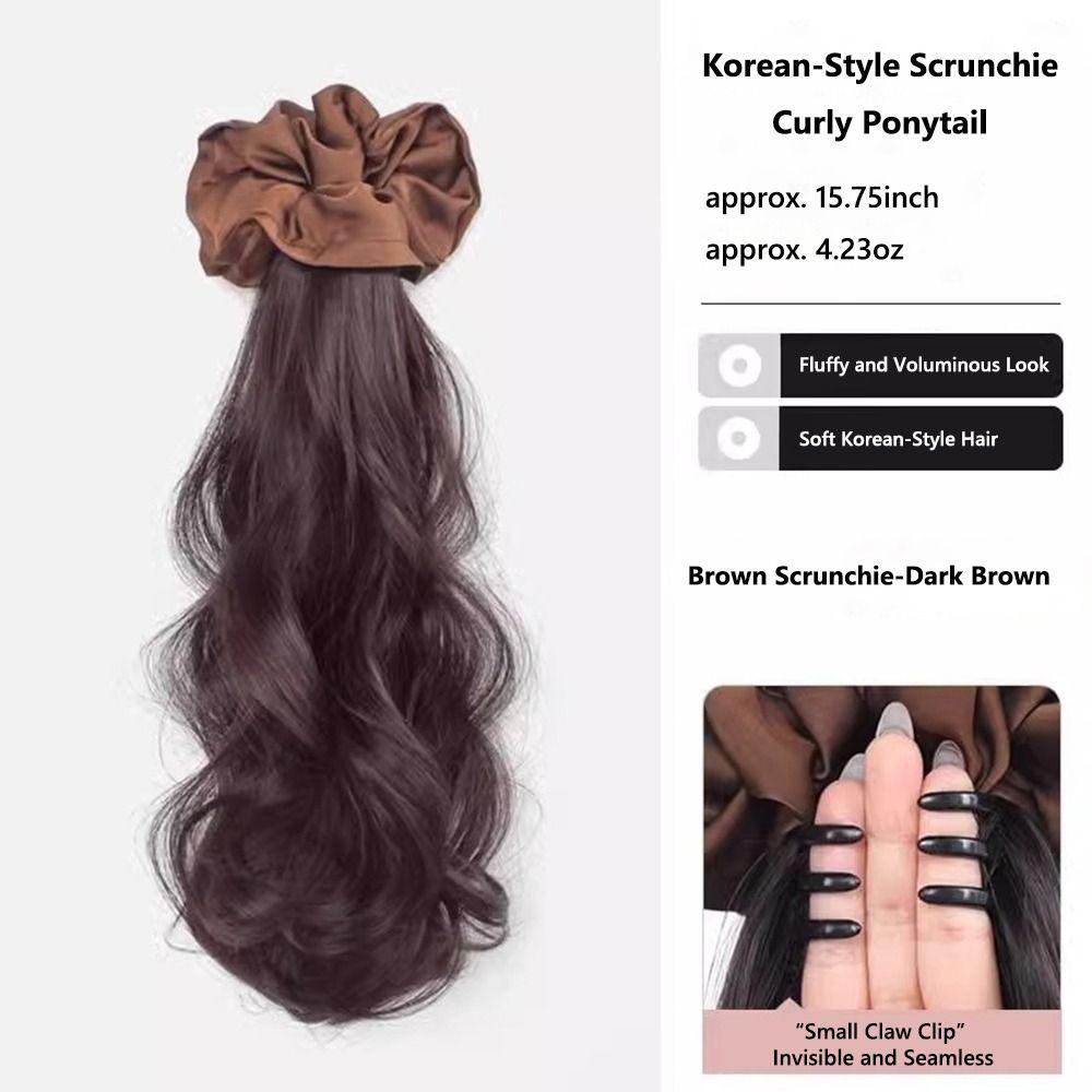 Korean Style Braided Wig Hair Claw Clip Curly Elastic Hair Tie Trendy Hair Scrunchie  for Women
