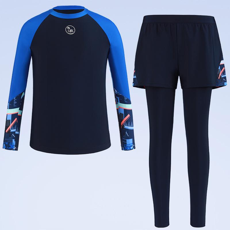 2025 Kids  Quick-Dry Boys  Long-Sleeve Rash Guard & Trunks Set XL