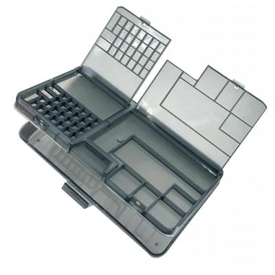 1 Pieza Accesorios de Tornillos Organización Almacenamiento Diy Para Herramienta de Reparación de Teléfonos Caja de Almacenamiento de Componentes Electrónicos de Doble Capa Negro Brillante