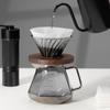 ESTVLB V60 Coffee Dripper 02, Heat-Resistant Glass with Wooden Holder, Coffee Server for 2-4 People, Conical Coffee Drip Equipment, Coffee Filters,