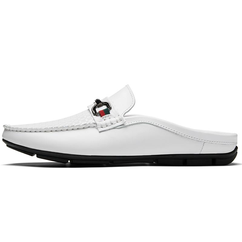 

Модные Премиальные Туфли из Натуральной Кожи, Тапочки, Модные с Круглым Носком, Полузакрытые, Мужские, Удобные для Ежедневной Носки, Комфортные, с Мягкой Подошвой, Повседневная Обувь 46 белый