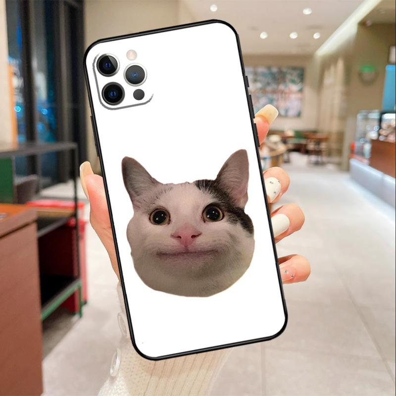 Beluga Cat Meme Face Smiling Phone Case For iPhone 17 16 15 14 13 12 11 Pro Max mini 16 Plus 16e 17 Air Protective Cover