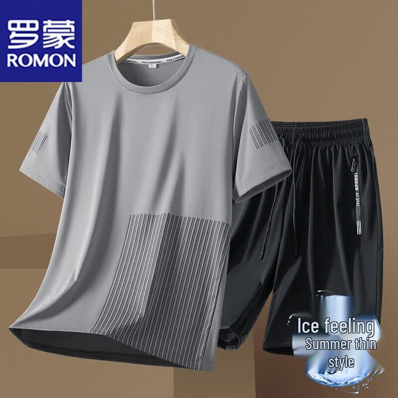 ROMON Men's Summer Ice-Feel Tracksuit Set
