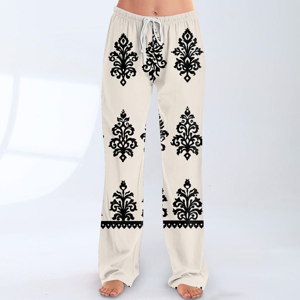 Women's Fashion Loose-Fit Drawstring Elastic Waist Casual Printed Pants