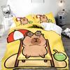 Cute Cartoon Capybara Duvet Pillowcase Bedding Set Adult Boy Girl Bedroom Decoration Children Gift Single Double Large Size