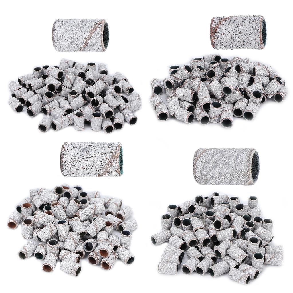 100pcs Nail Art Sanding Bands Professional Manicure Sanding Rings Nail Salon Tools White