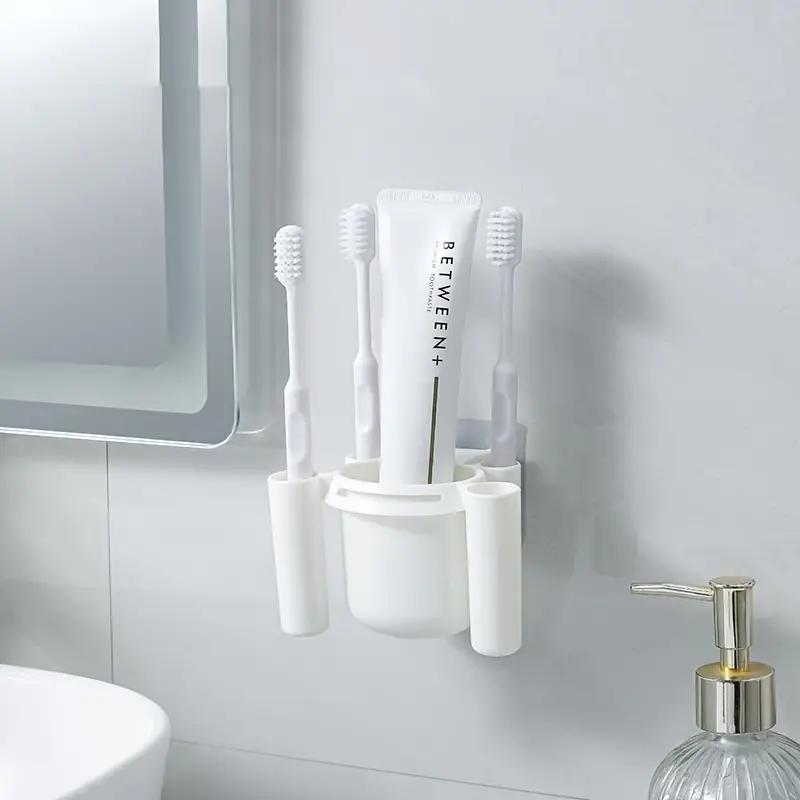 Bathroom Shelves Wall Mount Toothbrush Toothpaste Holder Suction Cup Storage Rack Toiletries Organizer Bathroom Accessories