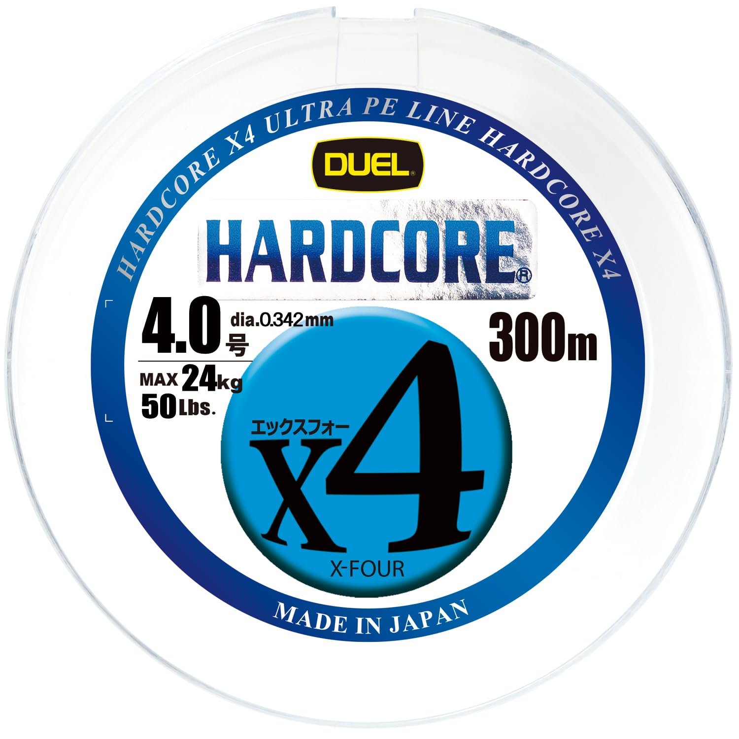 

DUEL PE line fishing line HARDCORE X4 fishing line fishing gear high strength high 300m 5 marking [Line sensitivity] No. 4.0 colors/yellow H3254N-5CBL