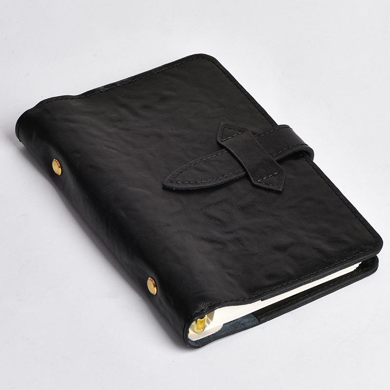 Personalized A6 Leather Traveler s Notebook - Refillable Pages, Custom Stamping, Available (Black,A6) чёрный