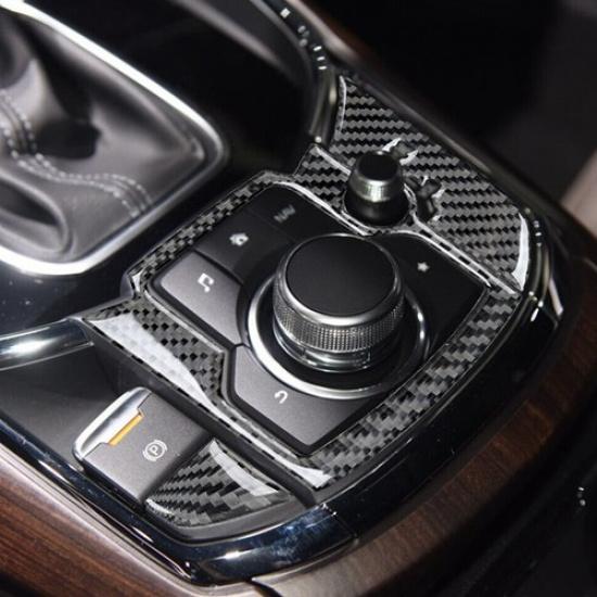 3Pcs Carbon Fiber Interior Radio Control Cover Trim Fit For Mazda CX-9 2016-