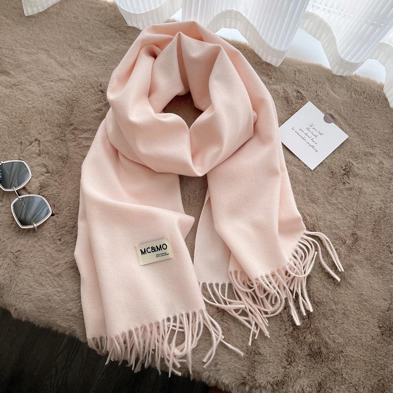 Winter Cashmere Solid Color Pashmina Tassel Scarf for Women Warm Scarves Wraps Girls Thicken Warm Shawl Wrap Echarpe Stole