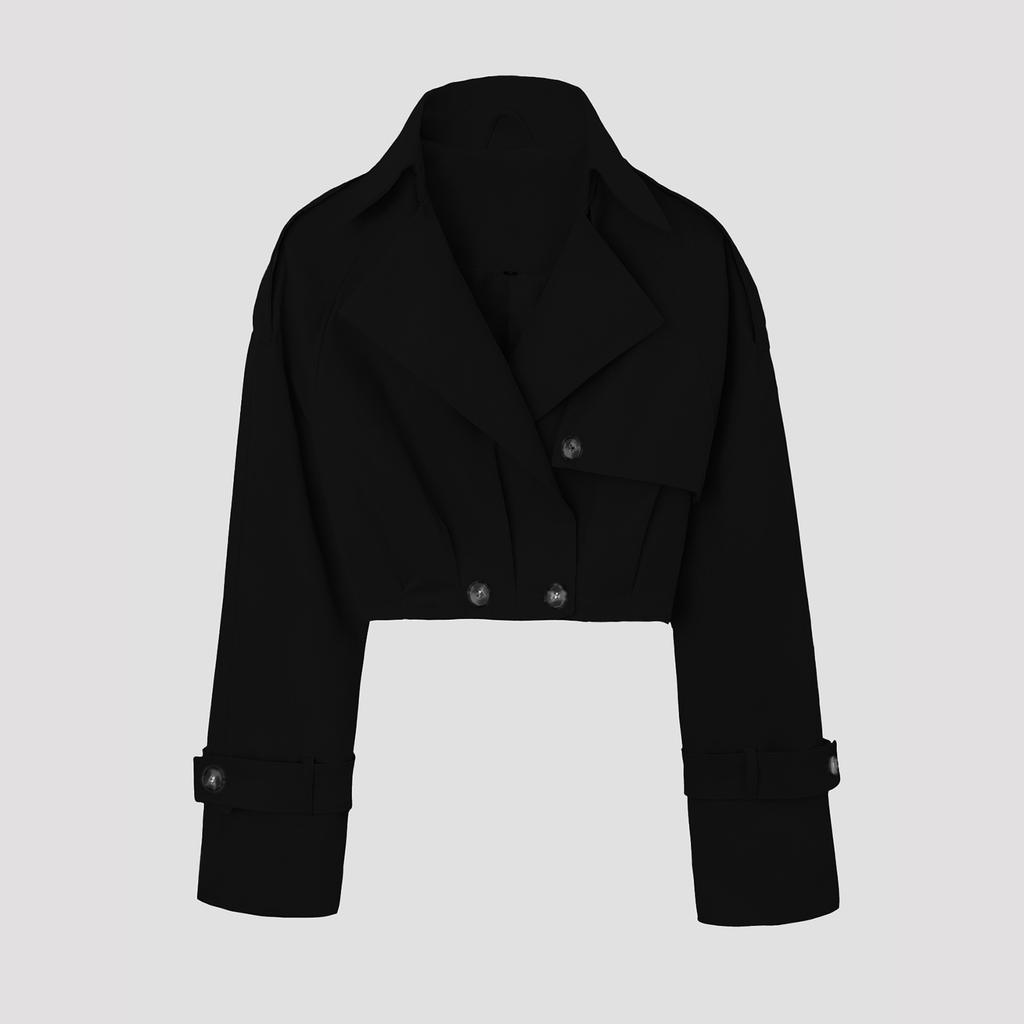 Damenbekleidung 2026 Frühling und Herbst Europäischer und Amerikanischer Stil Doppelkinn Langarm Zweireihig Kurzer Trenchcoat Damen Kurzer Trench