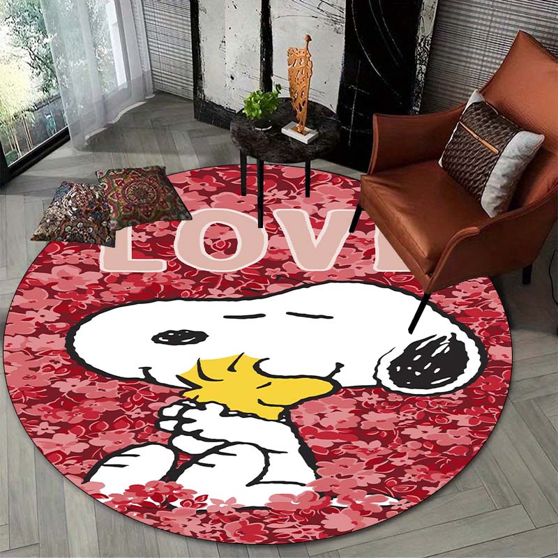 Lucky Red Rose Printed Round Carpet Anti Slip and Easy To Clean Ideal Carpet for Home or Vacation Homes Durable and Affordable