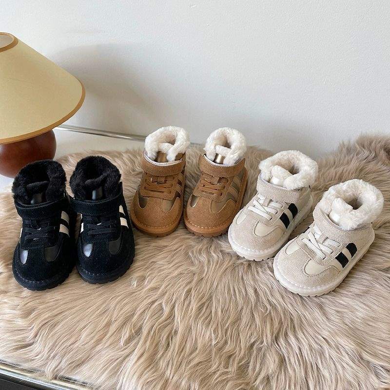 Autumn and Winter Children's Foreign Versatile Snow Boots Soft Sole Non-slip Baby Toddler Shoes Cold-proof Boys and Girls Cotton Shoes Tide