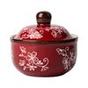 Vine Flower Stew Cup Ceramic Crock Pot Soup Stew Cup Household High-value Steaming Cup Water-proof Stew with Lid One Person Soup Cup Stew Pot