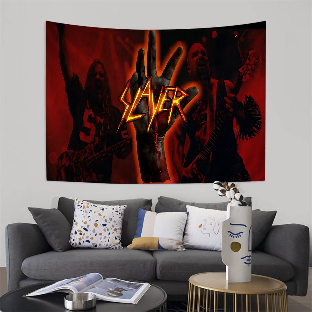 SSlayer HHeavy MMetal Band Cartoon Tapestry Art Science Fiction Room Home Decor Wall Hanging Home Decor