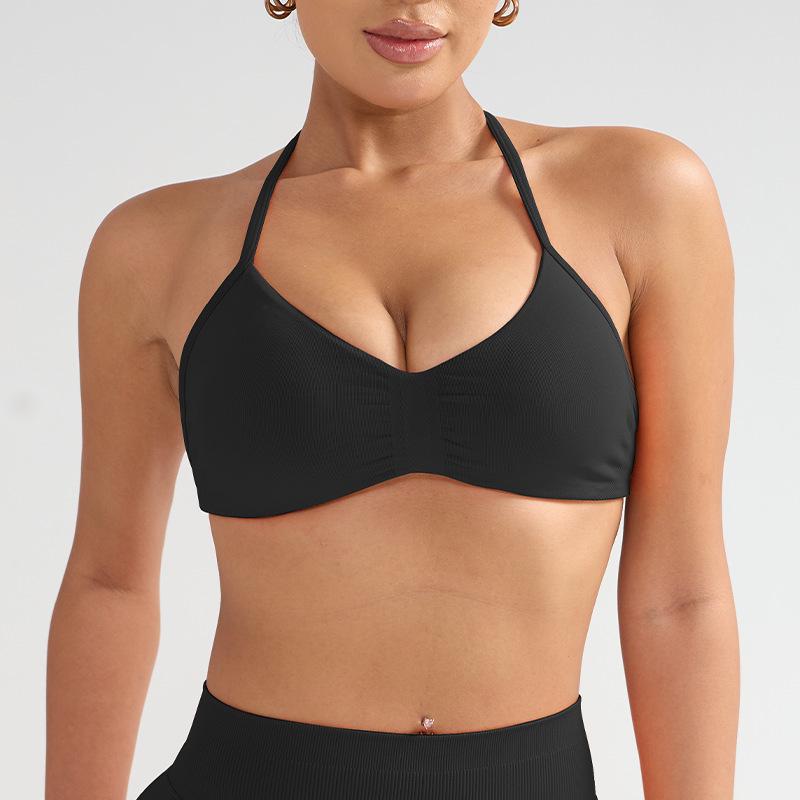 Dfyne Stoßfester Neckholder-Sport-BH mit Brustpolster - High-Intensity-Yoga-Camisole für Damen