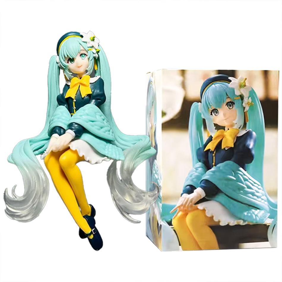 15CM Anime Hatsune Miku Figure Lily Fairy Seated Pressed Instant Noodles Anime Model Toy Gift Collection Decorative Ornament PVC