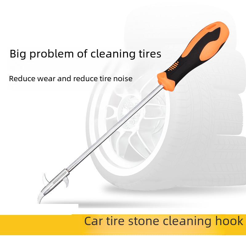Portable Tire Stone Removal and Cleaning Tool with Hook