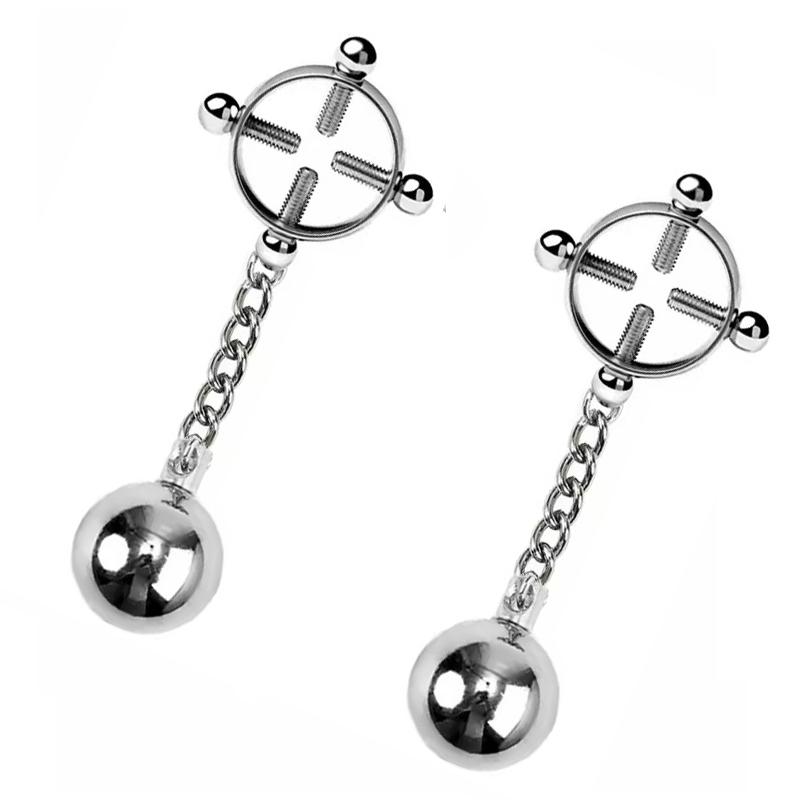 Morsetti per capezzoli regolabili in acciaio inossidabile con set di catene Clip per capezzoli da donna Bondage per il seno Schiava Giocattolo sessuale femminile