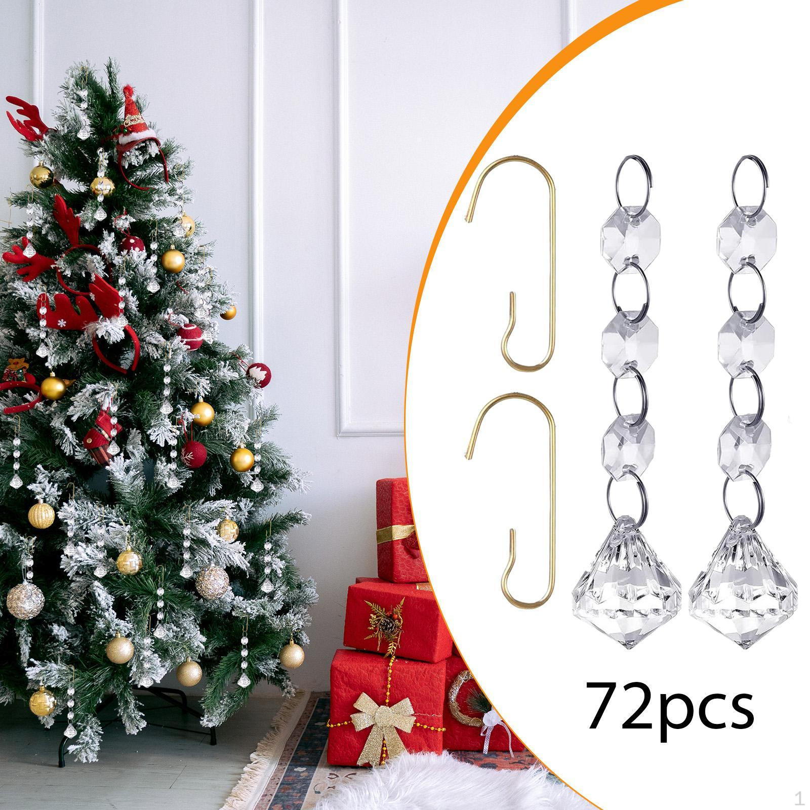 

36 Pieces Christmas Ornaments Hanging Crystals Decorative Year Celebration Wreath Winter Style A