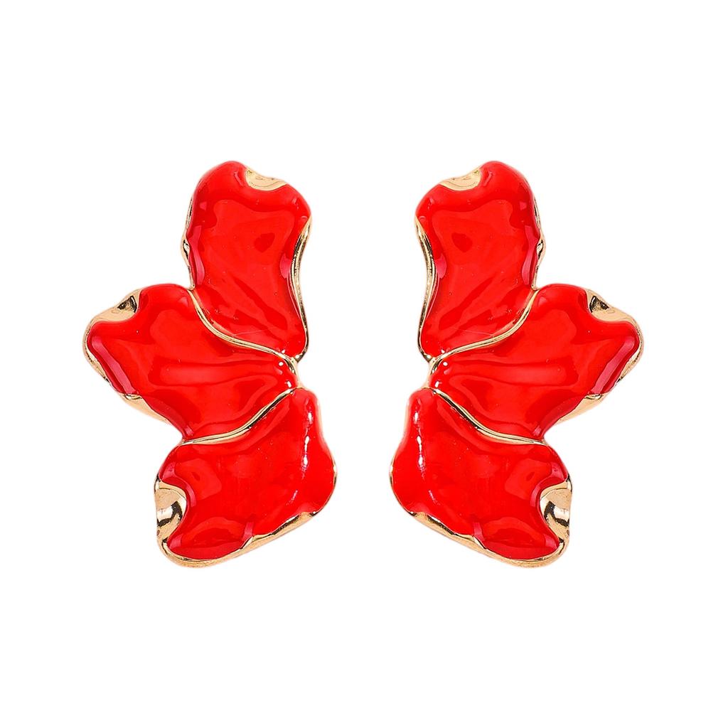 Valentine's Day love handmade rice bead earrings petals geometric enamel stud earrings personalized fashion diamond earrings