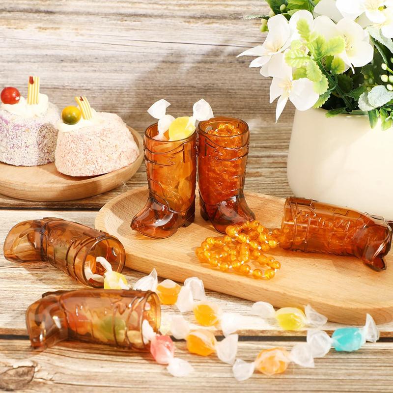 12pcs Cowboy Boot Shot Glasses with Necklace Plastic Cowgirl Shot Cup Wedding Bachelorette Party Supplies Guests Gift Birthday