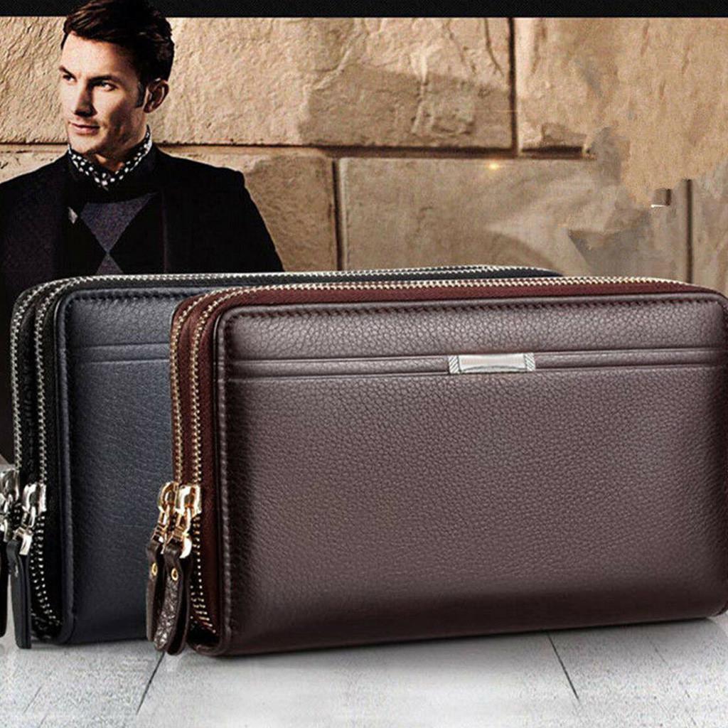 Biznesmeni Portfele Skórzana torebka na telefon komórkowy Torebka na zamek błyskawiczny Duże etui na karty