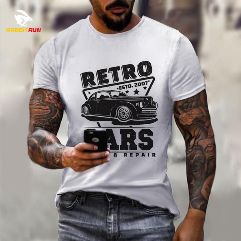 Summer Men's T-shirt Car Pattern 3D Printed Round Neck Fashion Casual Trend Short-sleeved Top Men's T-shirt Hot on the Street