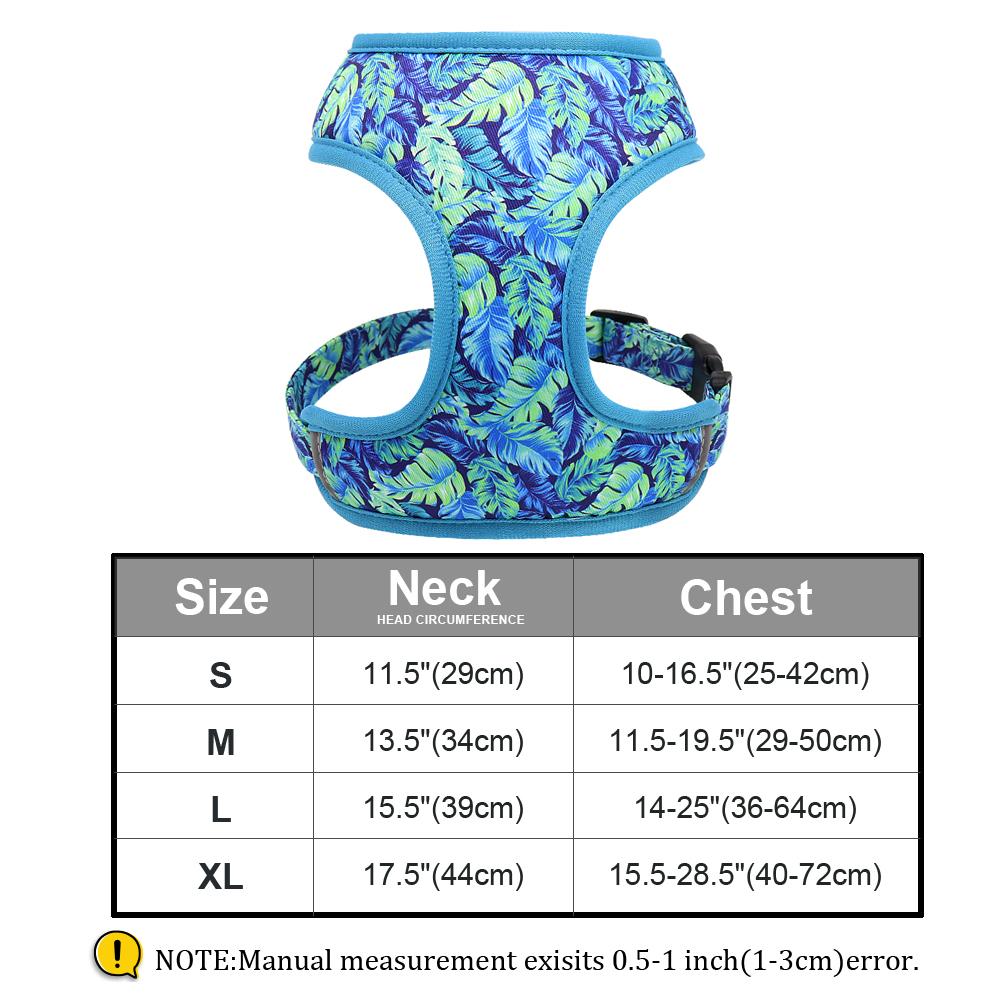 Fashion Printed Nylon Dog Harness Reflective French Bulldog Pug Harness Dog Vest For Small Medium Dogs Cats Walking Training