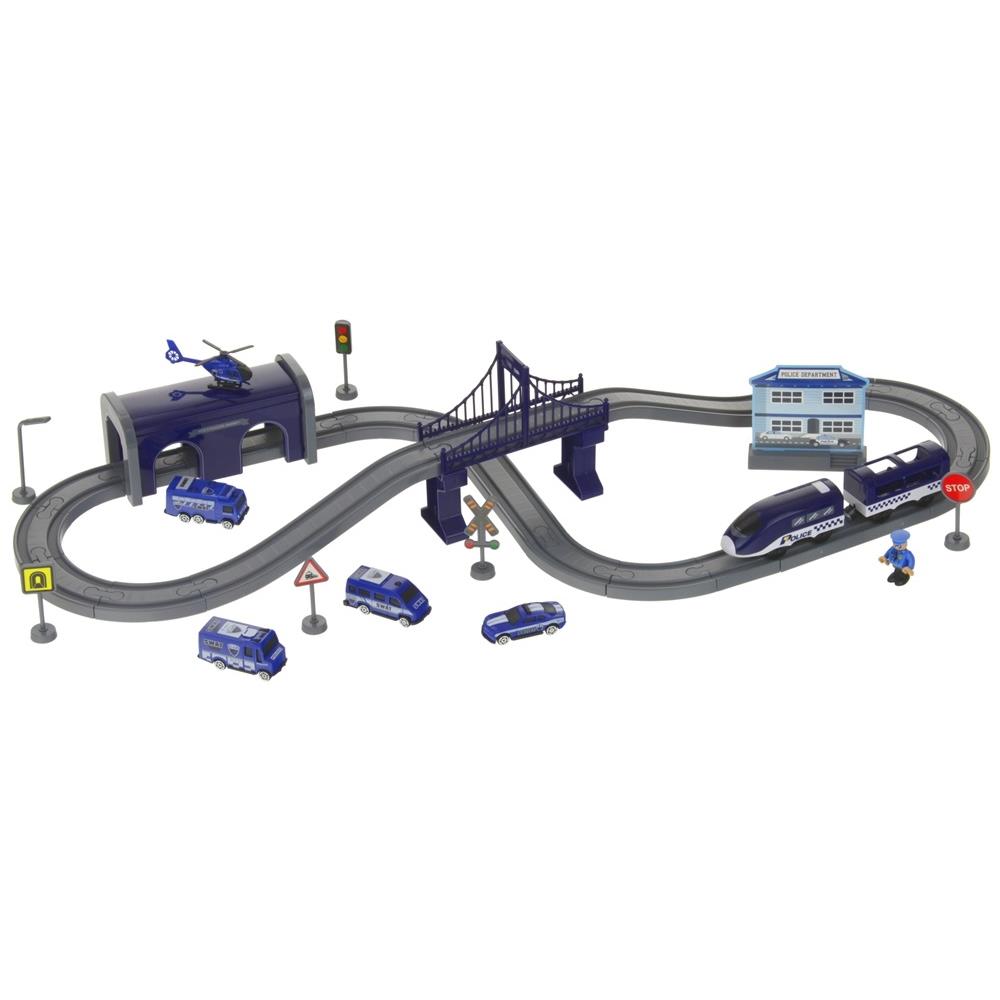 Electric Train Battery Train Locomotive Track Police Tracks + 4 Cars