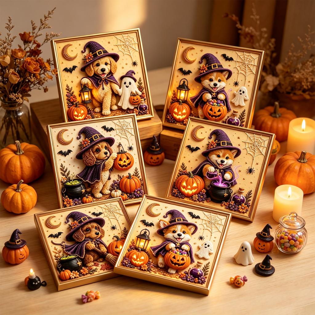 Pumpkin Dog Diamond Painting Kit  Shiba Inu Pearl Art Craft