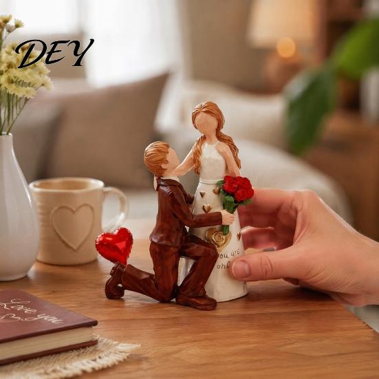 Artistic Decor for Various Interior Styles Faceless Wedding Couple Figurine, Resin Statue, Romantic Proposal Minimalist Abstract Home Accents