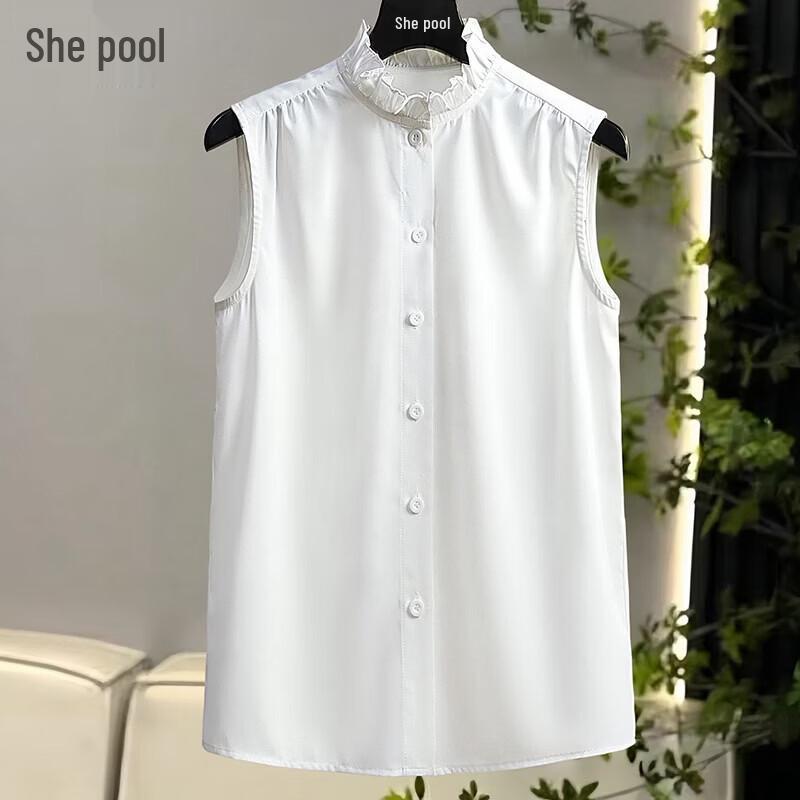Lace Collar Sleeveless Tank Top M