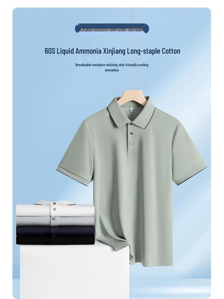 Hochwertiges Herren-Polohemd, Ammoniak-Finish, doppelseitiges Piqué, Umlegekragen, Kurzarm, Business Casual Teamuniform