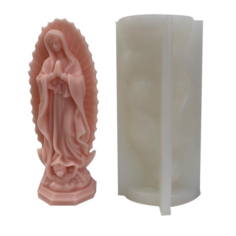 1PC 3D Virgin Mary Candle Silicone Mold DIY Western Portrait Crafts Plaster Resin Cement Mould Handmade Soap Making Home Art