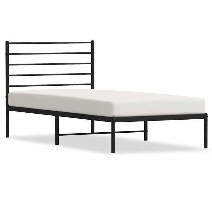 VidaXL Metal Bed Frame with Headboard Black 75x190 Cm 352309