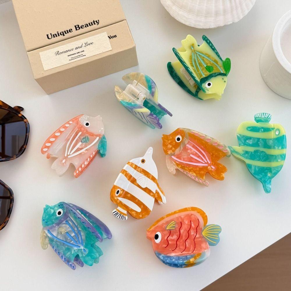 Acetate Ocean Fish Hair Claw Hairpin Fish Grab Clip Creative Marine Animals Hair Clip Vacation